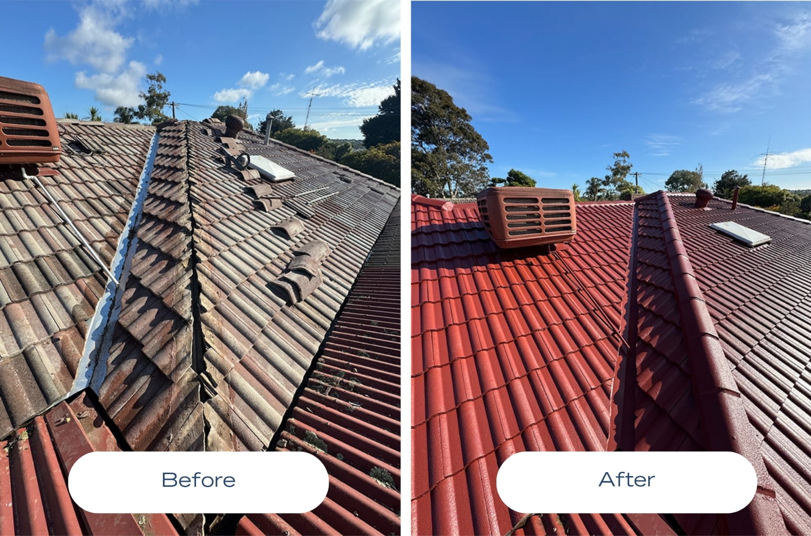 Restored concrete tile roof in Melbourne's south east