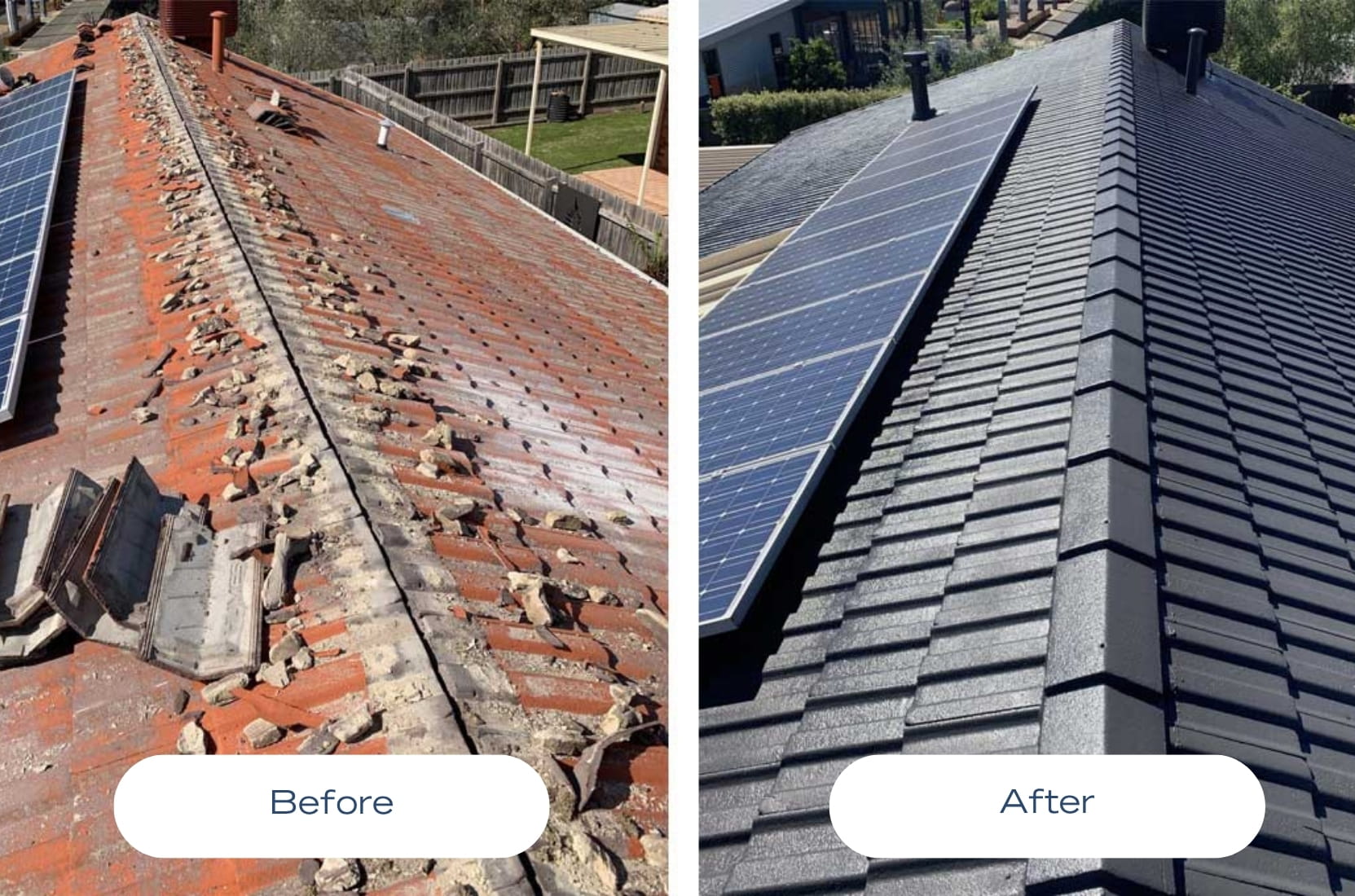 Restored concrete tile roof in Melbourne's south east